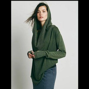 Free People Nicholas K Women's Marco Cowl sweater Hoodie in Moss Green, high low